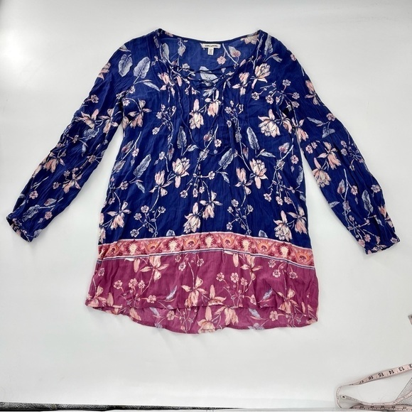Billabong just like you starry nights boho long sleeve‎ shirt dress Blue Pink - Picture 3 of 11